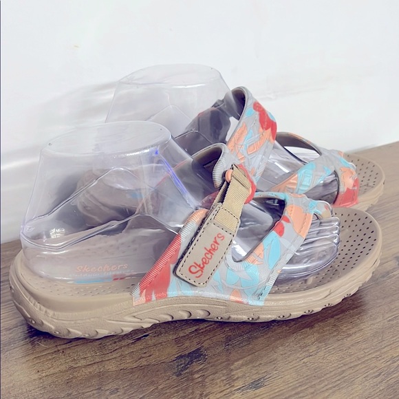 Skechers Women’s Floral Slip-On Sandals Coral Aqua, Women’s Sz 8 - Picture 1 of 10